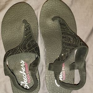 Black skechers glitter sandals